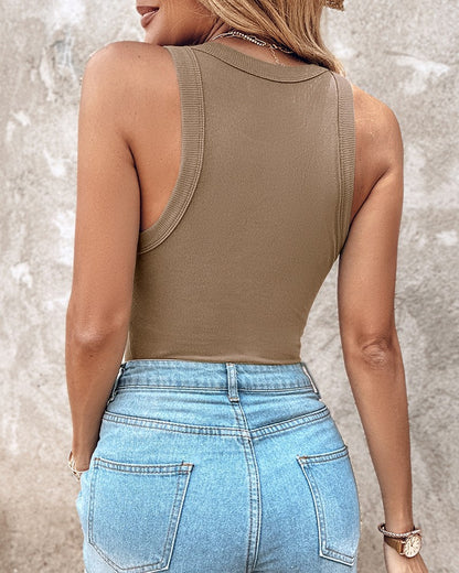 Built-in Bra Tank Top Ribbed Racerback Tops Women Going Out Tops Everyday Basic Tanks Padded Tops