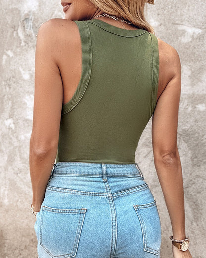 Built-in Bra Tank Top Ribbed Racerback Tops Women Going Out Tops Everyday Basic Tanks Padded Tops