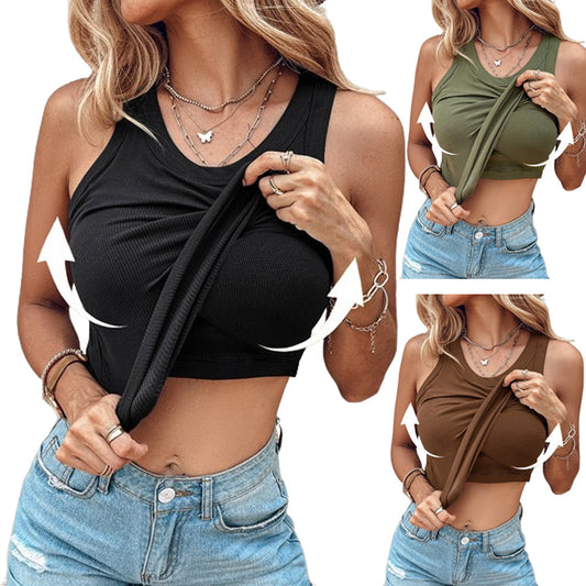Built-in Bra Tank Top Ribbed Racerback Tops Women Going Out Tops Everyday Basic Tanks Padded Tops